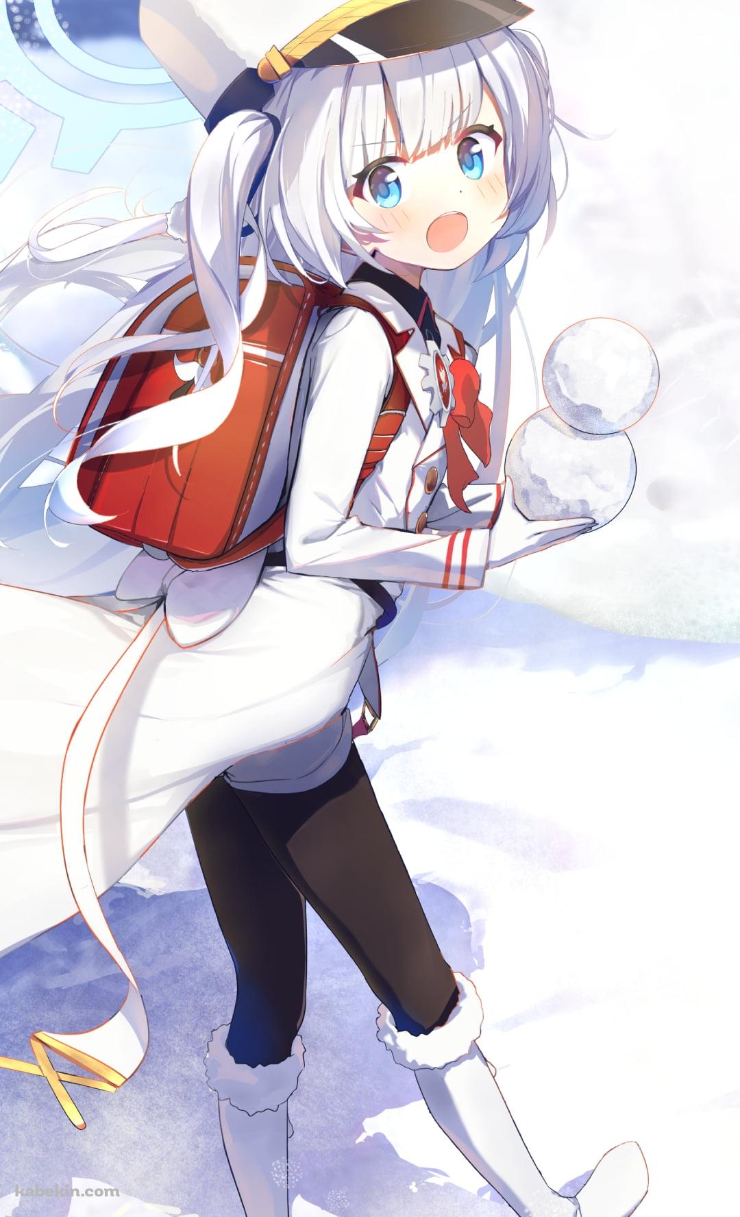 雪だるまを持つ連河チェリノ / ブルーアーカイブのAndroidの壁紙(1080px x 1776px) スマホ用