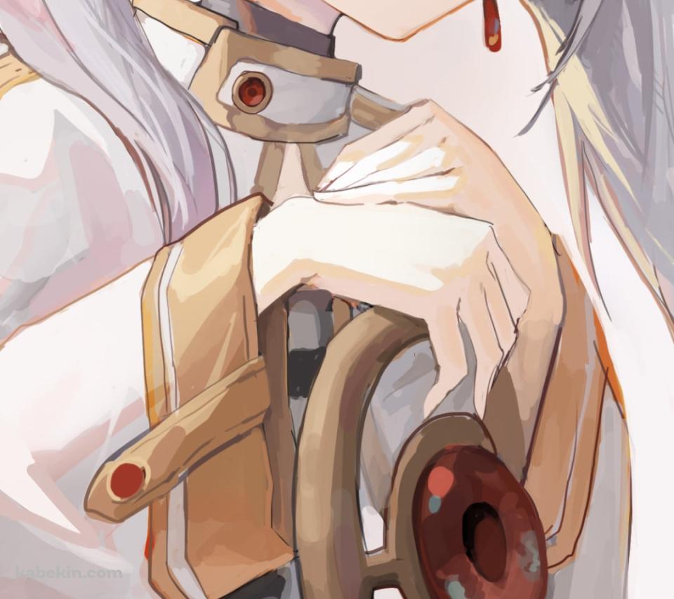 杖にもたれてこちらを見つめるフリーレン / 葬送のフリーレンのAndroidの壁紙(960px x 854px) スマホ用