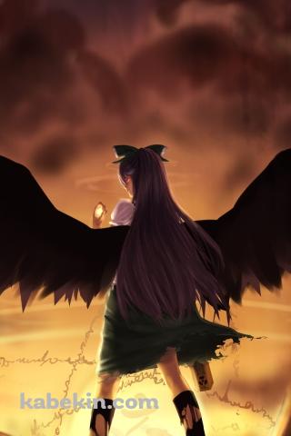 霊烏路空の後ろ姿 / 東方のAndroidの壁紙(320px x 480px) スマホ用