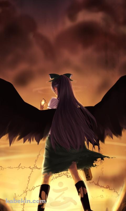 霊烏路空の後ろ姿 / 東方のAndroidの壁紙(480px x 800px) スマホ用