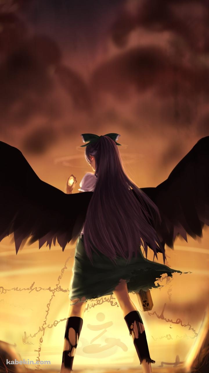 霊烏路空の後ろ姿 / 東方のAndroidの壁紙(720px x 1280px) スマホ用