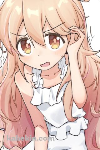 髪に手をかける白い洋服を着た緒山まひろ / お兄ちゃんはおしまい!のAndroidの壁紙(320px x 480px) スマホ用