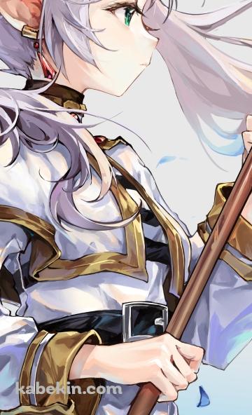 杖を両手で持ち遠くを見つめる綺麗なフリーレン / 葬送のフリーレンのAndroidの壁紙(360px x 592px) スマホ用