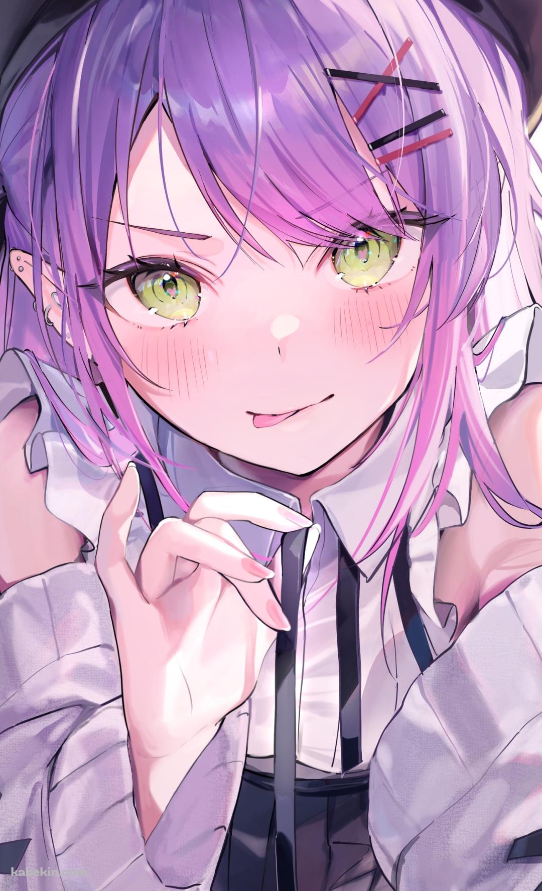 舌を出しポーズを取る可愛い常闇トワ / ホロライブ / バーチャルYouTuber / VtuberのAndroidの壁紙(1080px x 1776px) スマホ用
