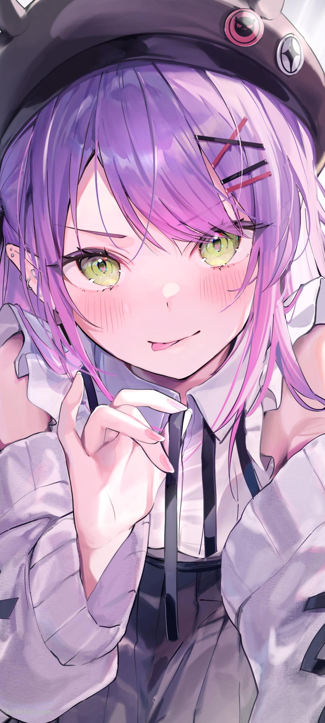 舌を出しポーズを取る可愛い常闇トワ / ホロライブ / バーチャルYouTuber / VtuberのAndroidの壁紙(1080px x 2400px) スマホ用