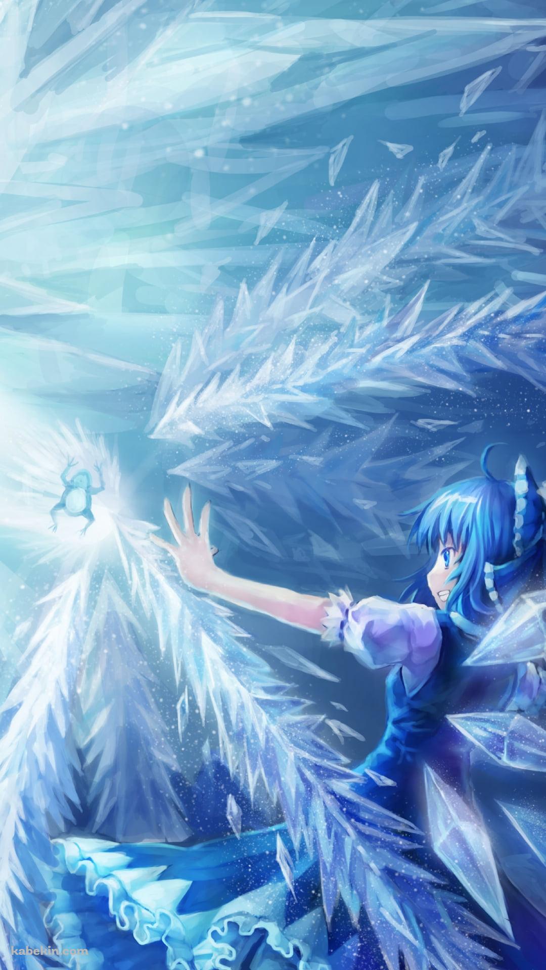 氷で攻撃するチルノ / 東方のAndroidの壁紙(1080px x 1920px) スマホ用
