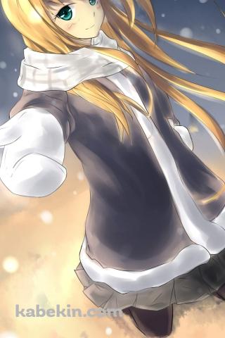 雪で遊ぶ高坂桐乃 / 俺の妹がこんなに可愛いわけがないのAndroidの壁紙(320px x 480px) スマホ用