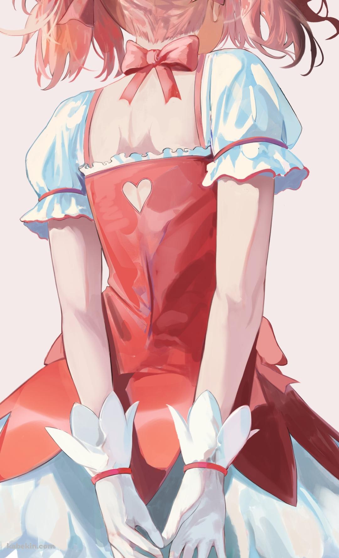 赤いドレスを着た後ろ手の鹿目まどか / 後ろ姿 / 魔法少女まどか☆マギカのAndroidの壁紙(1080px x 1776px) スマホ用
