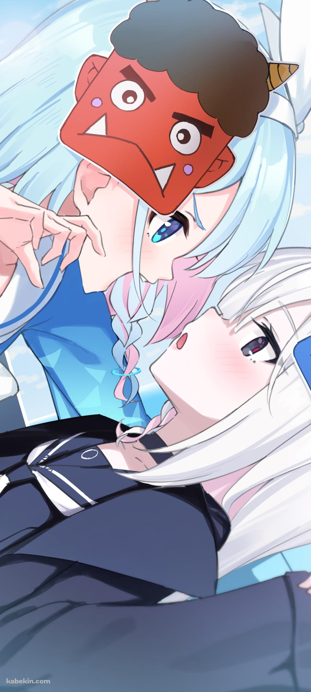 節分 / アロナ / プラナ / 赤鬼 / 青鬼 / 豆まき / ブルーアーカイブのAndroidの壁紙(1080px x 2400px) スマホ用