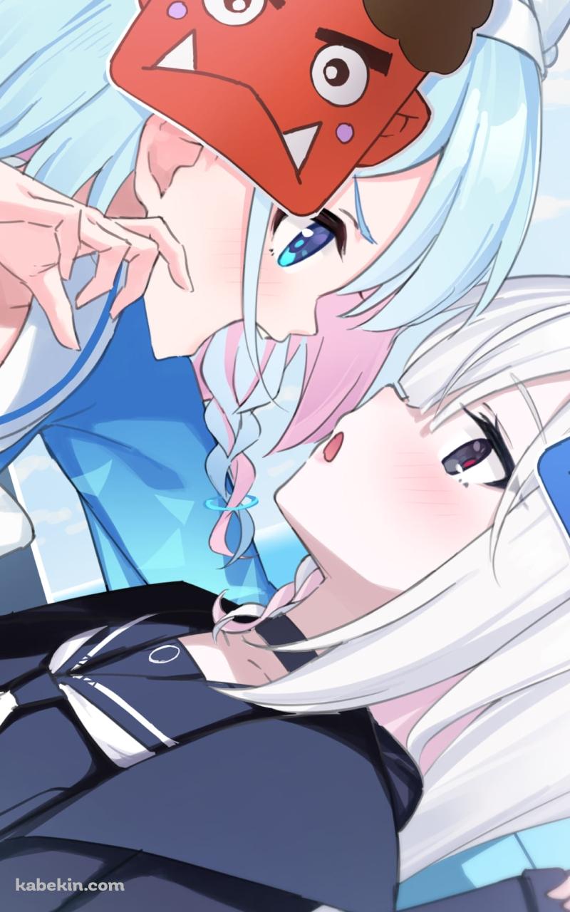 節分 / アロナ / プラナ / 赤鬼 / 青鬼 / 豆まき / ブルーアーカイブのAndroidの壁紙(800px x 1280px) スマホ用