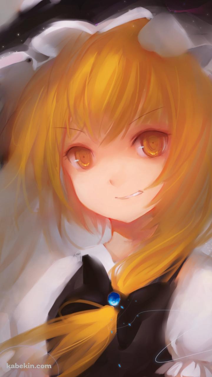 笑う霧雨魔理沙と白い蝶 / 東方のAndroidの壁紙(720px x 1280px) スマホ用