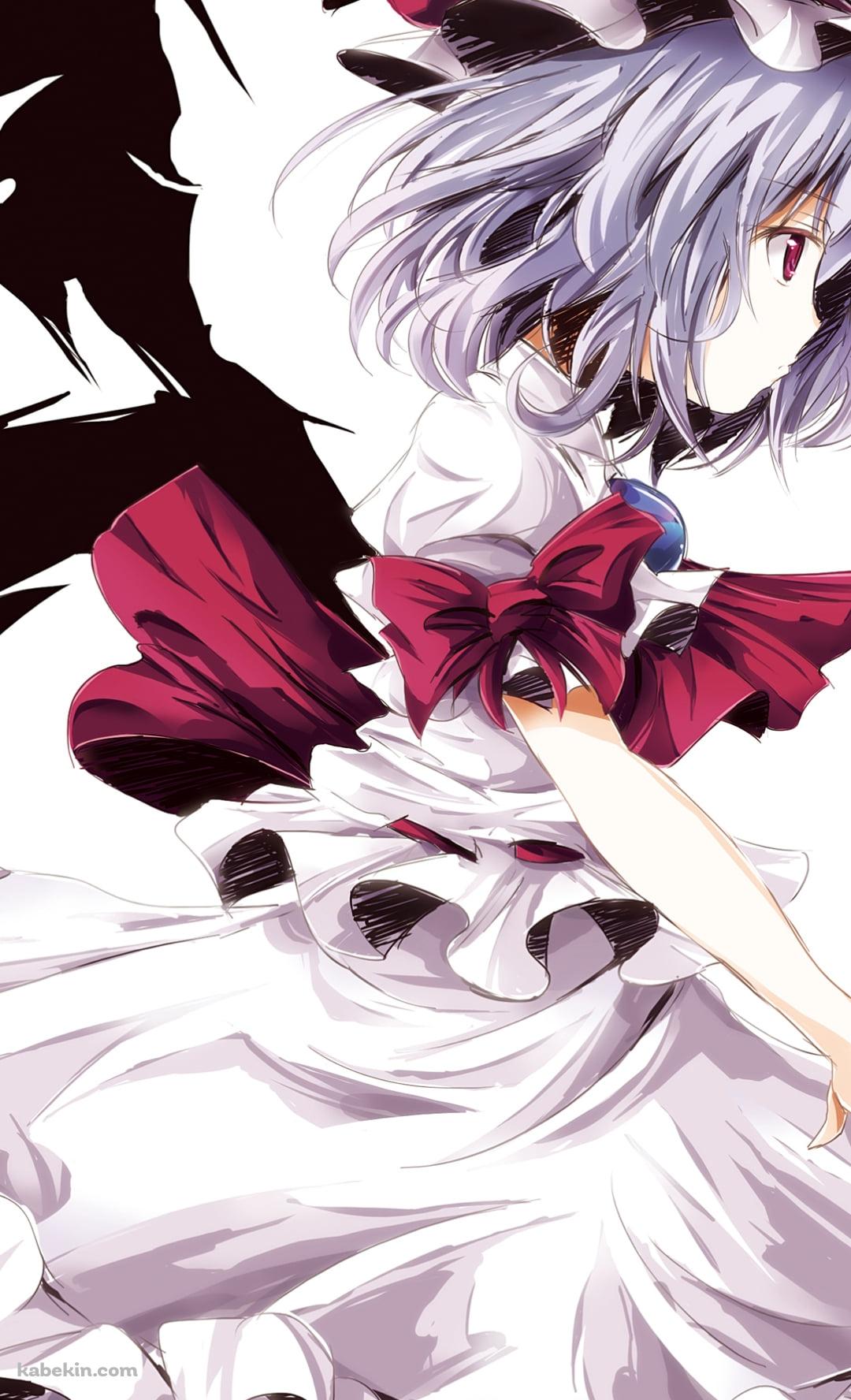 黒い羽が生えたレミリア・スカーレット / 横向き / 東方のAndroidの壁紙(1080px x 1776px) スマホ用