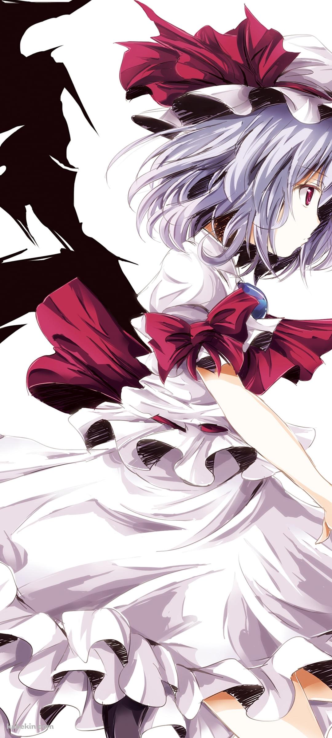 黒い羽が生えたレミリア・スカーレット / 横向き / 東方のAndroidの壁紙(1080px x 2400px) スマホ用