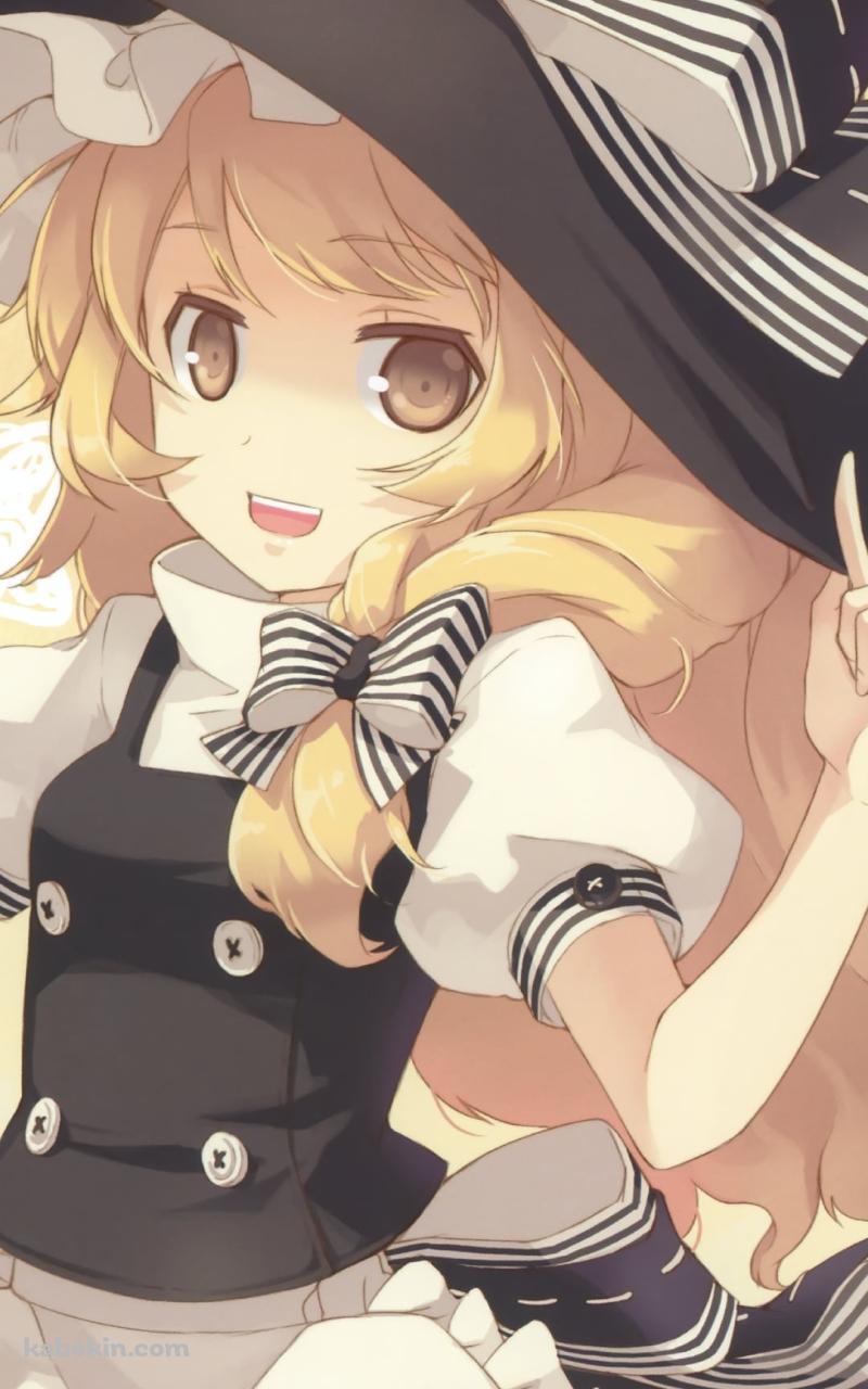 ホウキを持ち人差し指を立てる霧雨魔理沙 / 東方のAndroidの壁紙(800px x 1280px) スマホ用