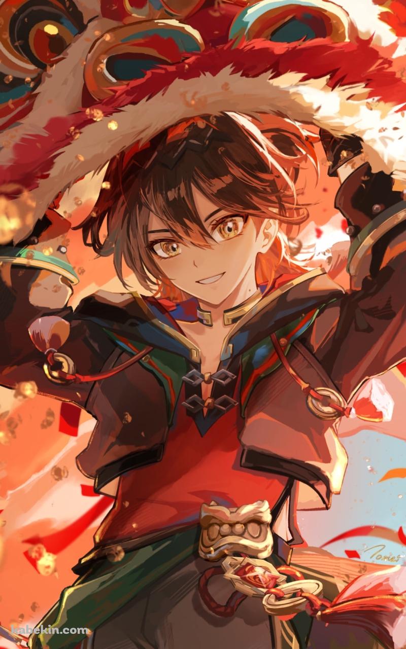 新年のお祝いをする嘉明 / 原神のAndroidの壁紙(800px x 1280px) スマホ用