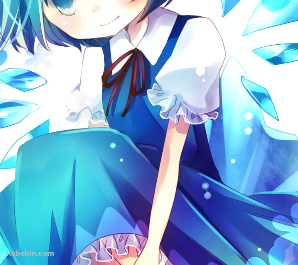 クリクリした瞳の青いドレスを着たチルノ / 東方のAndroidの壁紙(960px x 854px) スマホ用