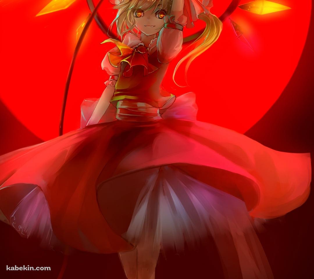 赤い月とフランドール・スカーレット / 東方のAndroidの壁紙(1080px x 960px) スマホ用
