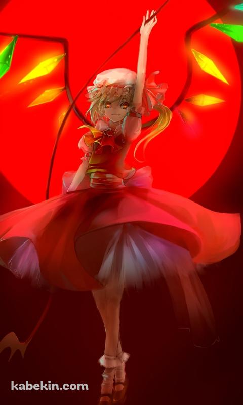 赤い月とフランドール・スカーレット / 東方のAndroidの壁紙(480px x 800px) スマホ用