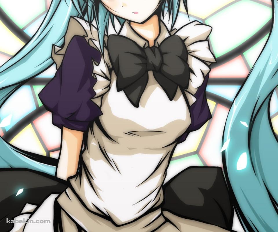 ステンドグラスの前に立つ初音ミク / ボカロのAndroidの壁紙(960px x 800px) スマホ用
