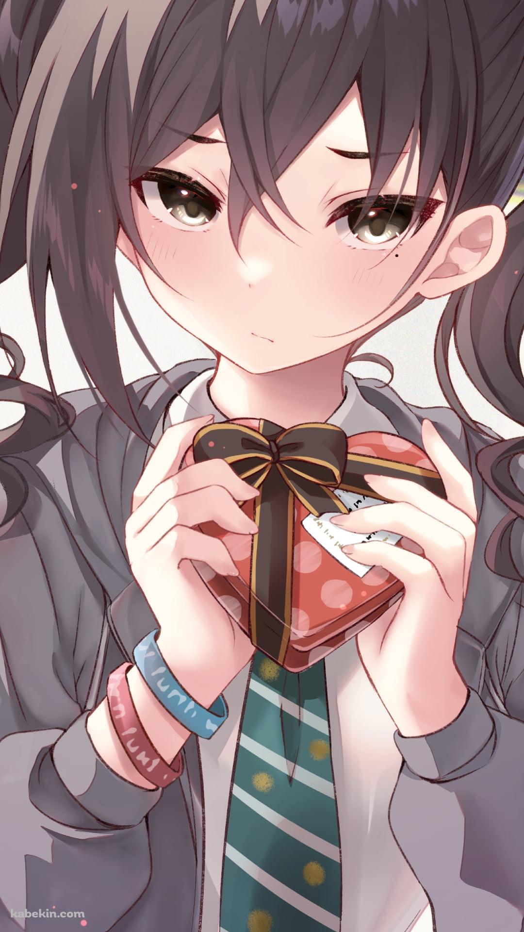 ハートのプレゼントを持つ砂塚あきら / チョコレート / バレンタインデー / アイマスのAndroidの壁紙(1080px x 1920px) スマホ用