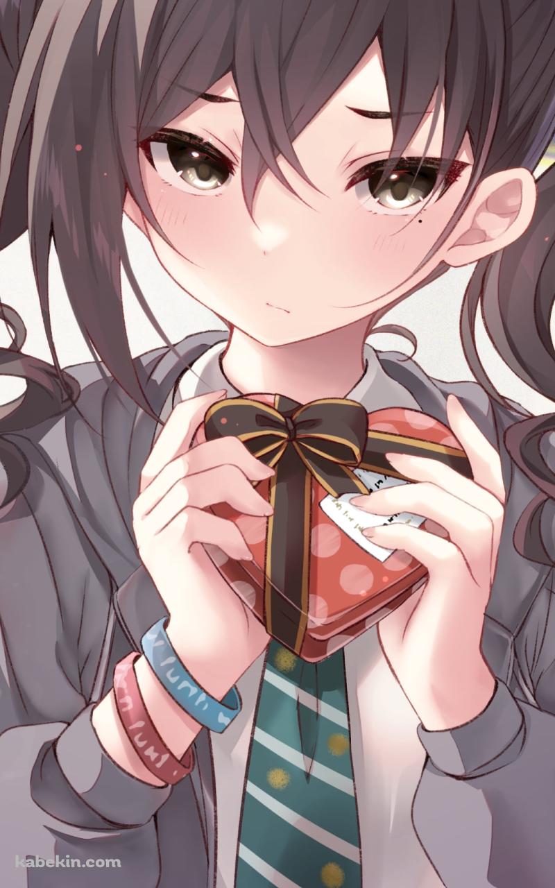 ハートのプレゼントを持つ砂塚あきら / チョコレート / バレンタインデー / アイマスのAndroidの壁紙(800px x 1280px) スマホ用