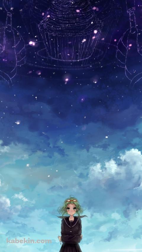 両腕を組むセーラー服を着たGUMI / 弱虫モンブラン / ボーカロイドのAndroidの壁紙(480px x 854px) スマホ用