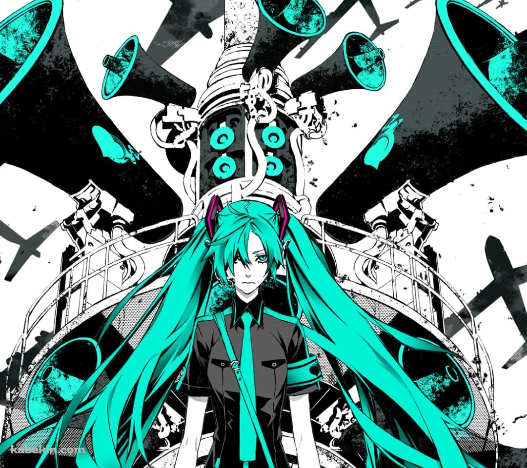 無数の飛行機と凄みのある初音ミク / ボカロのAndroidの壁紙(1080px x 960px) スマホ用
