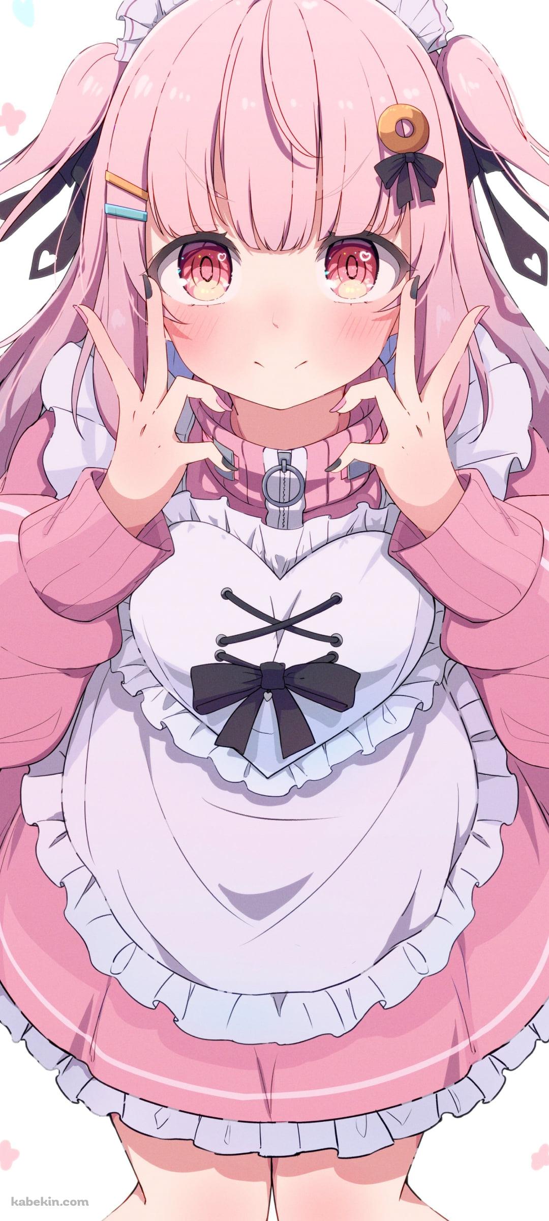 ピンクのメイドコスでポーズを取る可愛い佐藤希 / ぱすはにのAndroidの壁紙(1080px x 2400px) スマホ用
