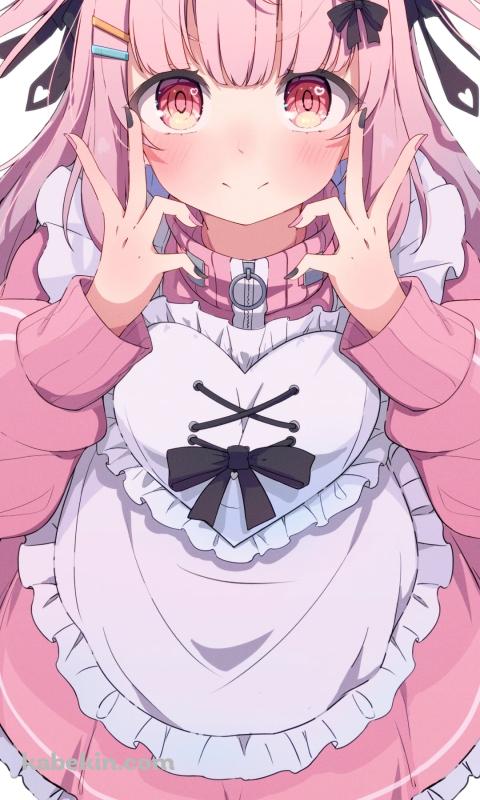 ピンクのメイドコスでポーズを取る可愛い佐藤希 / ぱすはにのAndroidの壁紙(480px x 800px) スマホ用