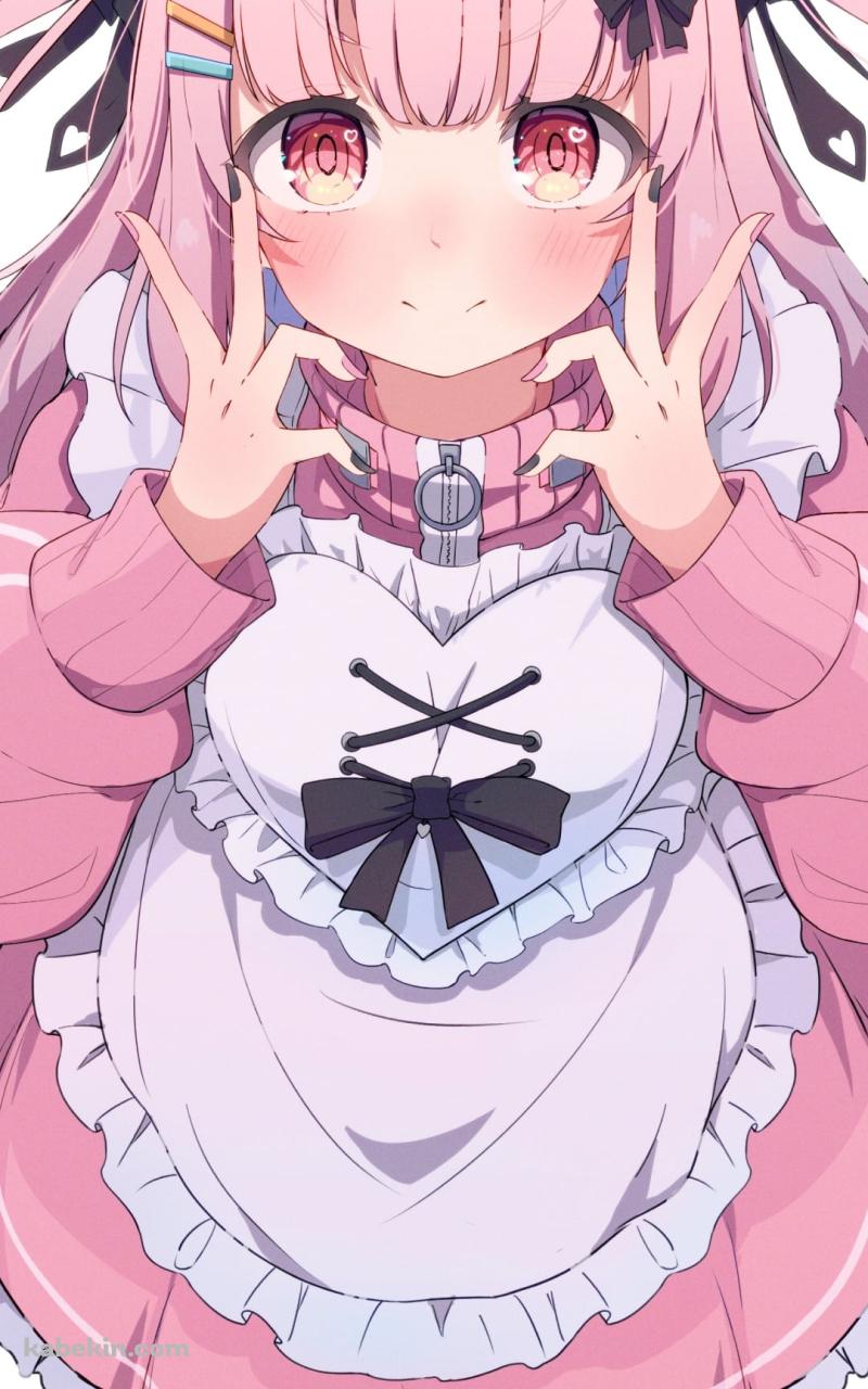 ピンクのメイドコスでポーズを取る可愛い佐藤希 / ぱすはにのAndroidの壁紙(800px x 1280px) スマホ用