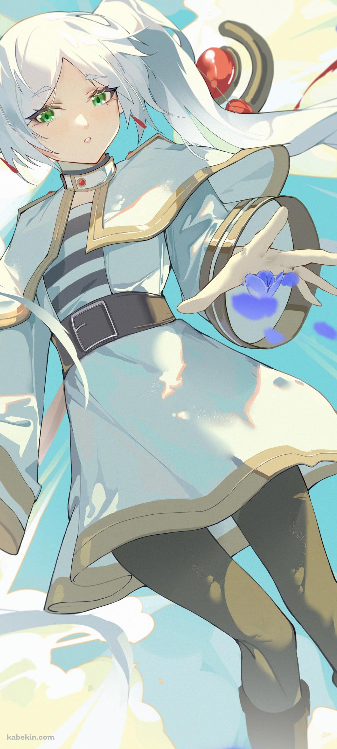 蒼月草に手を伸ばす可愛いフリーレン / 葬送のフリーレンのAndroidの壁紙(1080px x 2400px) スマホ用