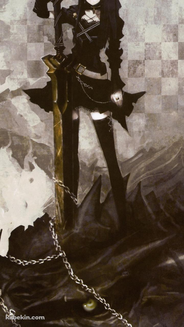 剣を持つかっこいいブラック★ロックシューターのAndroidの壁紙(720px x 1280px) スマホ用