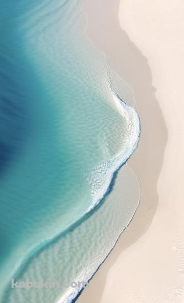 上から見た綺麗な波打ち際 / ビーチ / 押し寄せる波のAndroidの壁紙(360px x 592px) スマホ用