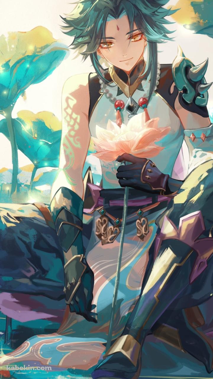 蓮の花を愛でる魈 / 原神のAndroidの壁紙(720px x 1280px) スマホ用
