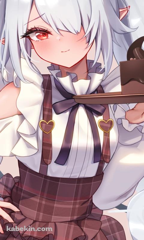 チョコレートケーキを持つ銀鏡イオリ / ブルーアーカイブのAndroidの壁紙(480px x 800px) スマホ用