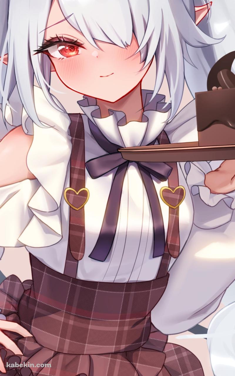 チョコレートケーキを持つ銀鏡イオリ / ブルーアーカイブのAndroidの壁紙(800px x 1280px) スマホ用