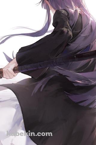 杖を持ち構えるフェルンの後ろ姿 / かっこいい / 葬送のフリーレンのAndroidの壁紙(320px x 480px) スマホ用