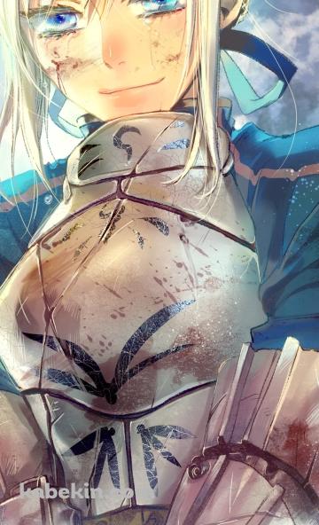 ボロボロの甲冑を着た涙目のセイバー / アルトリア・ペンドラゴン / FateのAndroidの壁紙(360px x 592px) スマホ用