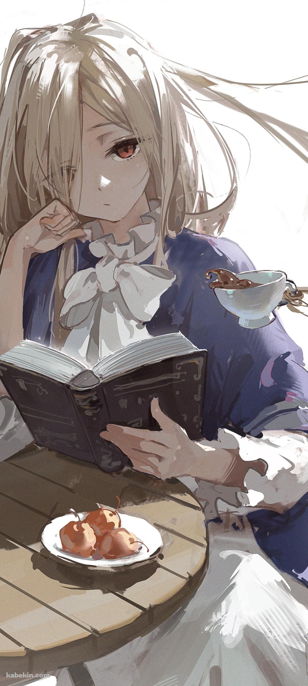 木の机に座り辞典を読むゼンゼ / 葬送のフリーレンのAndroidの壁紙(1080px x 2400px) スマホ用