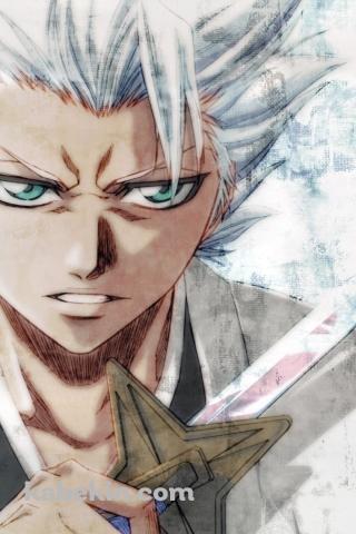 凄みのある表情のかっこいい日番谷冬獅郎 / ブリーチのAndroidの壁紙(320px x 480px) スマホ用