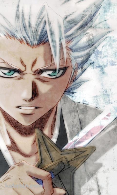 凄みのある表情のかっこいい日番谷冬獅郎 / ブリーチのAndroidの壁紙(480px x 800px) スマホ用