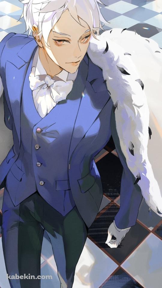 青いスーツを着たかっこいいギルベルト・バイルシュミット / ヘタリア Axis PowersのAndroidの壁紙(540px x 960px) スマホ用