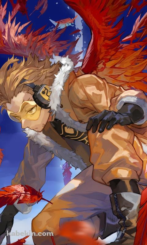 片膝をつくかっこいいホークス / 赤い翼 / 僕のヒーローアカデミアのAndroidの壁紙(480px x 800px) スマホ用