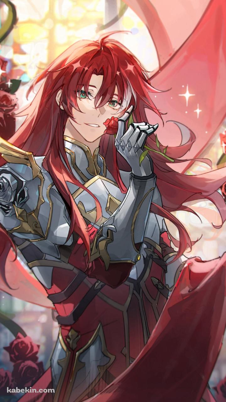 赤い薔薇を持つアルジェンティ / 崩壊:スターレイルのAndroidの壁紙(720px x 1280px) スマホ用
