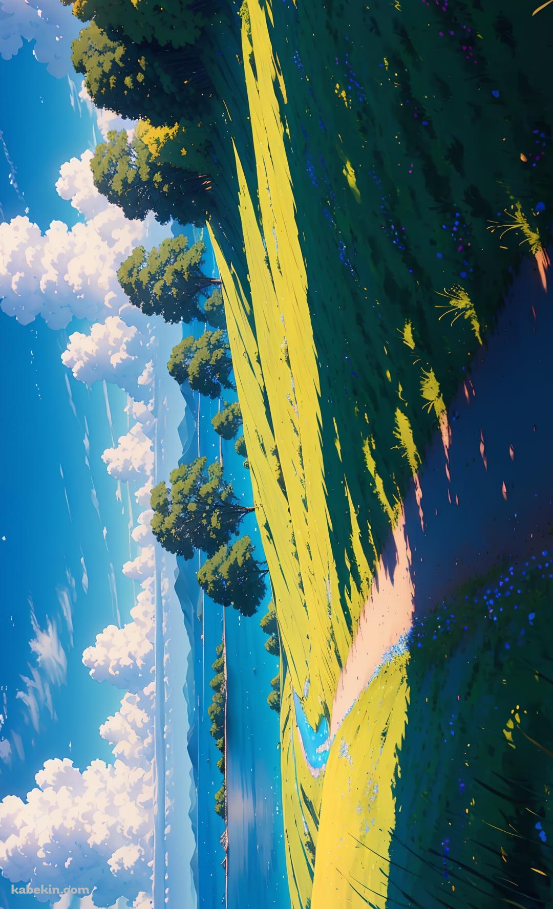 影のある湖へ続く道 / 夏の風景のAndroidの壁紙(1080px x 1776px) スマホ用