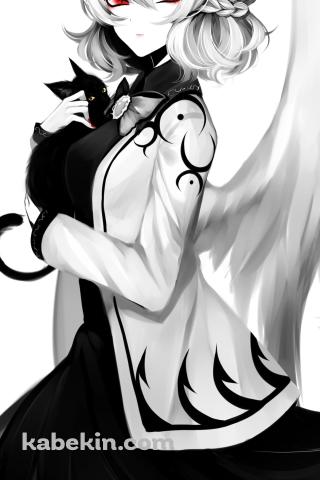 黒猫を抱く稀神サグメ / 東方のAndroidの壁紙(320px x 480px) スマホ用