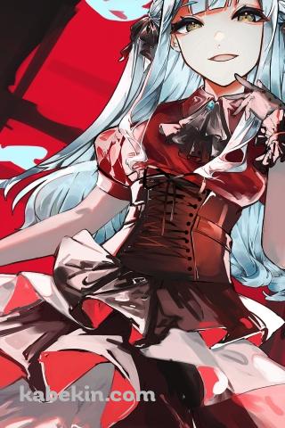 赤い窓の前に立つ豊川祥子 / バンドリ！のAndroidの壁紙(320px x 480px) スマホ用