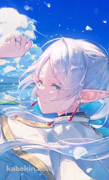 青空と水に浸かるフリーレン / 葬送のフリーレンのAndroidの壁紙(360px x 592px) スマホ用