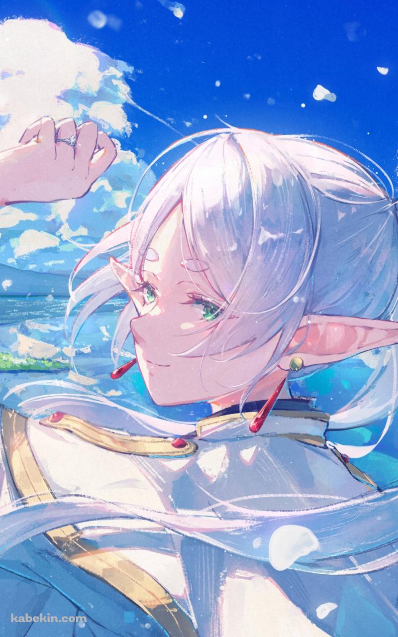 青空と水に浸かるフリーレン / 葬送のフリーレンのAndroidの壁紙(800px x 1280px) スマホ用