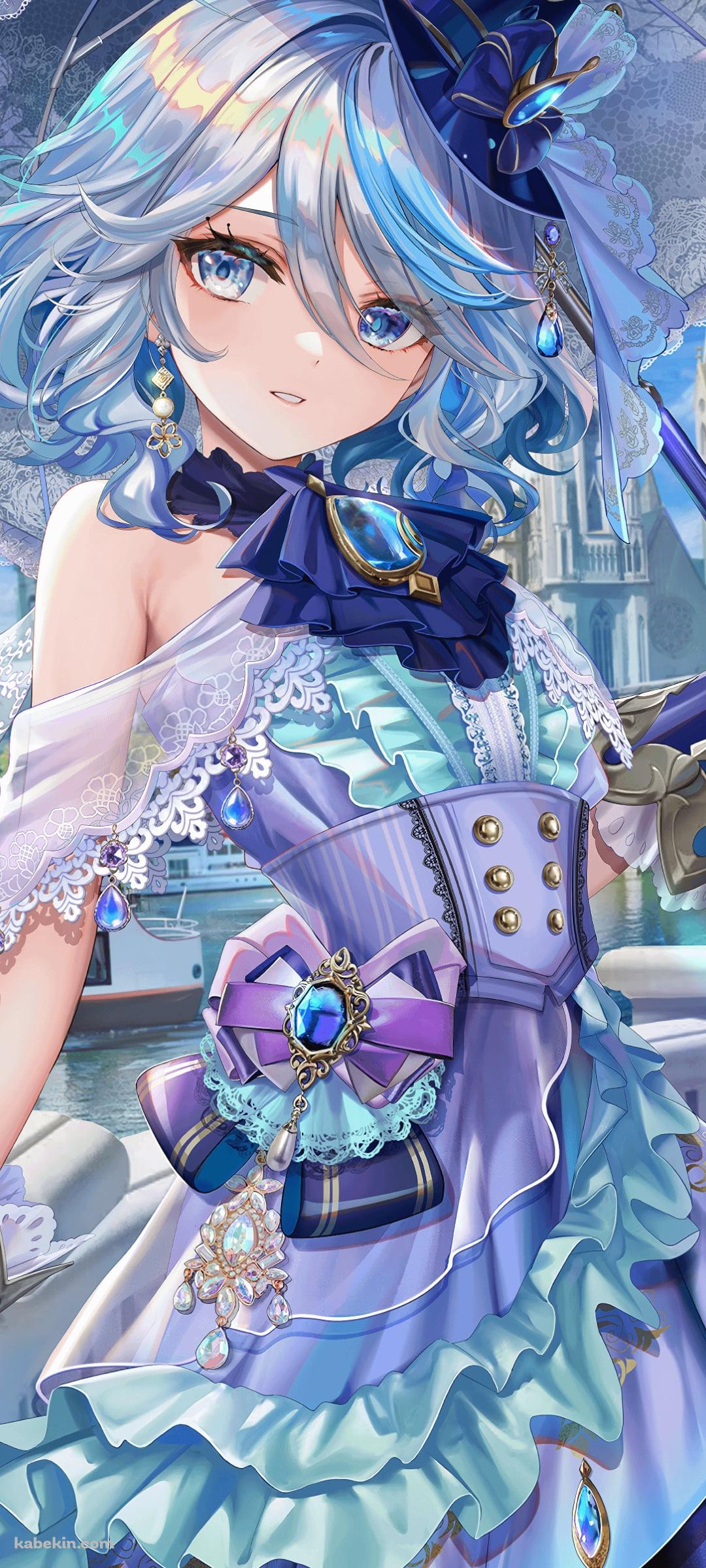 紫のドレスを着た可愛いフリーナ / Furina / 原神 / Genshin ImpactのAndroidの壁紙(1080px x 2400px) スマホ用